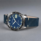 Accurist Dive Men'S Watch | Silver Case & Blue Leather Strap With Windermere Blue Dial | 42Mm | 72002