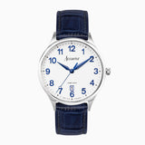 Accurist Classic Men'S Watch | Silver Case & Blue Leather Strap With White Dial | 37Mm | 73000