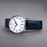Accurist Classic Men'S Watch | Silver Case & Blue Leather Strap With White Dial | 37Mm | 73000