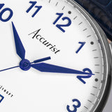 Accurist Classic Men'S Watch | Silver Case & Blue Leather Strap With White Dial | 37Mm | 73000