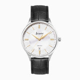 Accurist Classic Men'S Watch | Silver Case & Black Leather Strap With Silver Dial | 37Mm | 73004
