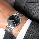 Accurist Classic Men'S Watch | Silver Case & Stainless Steel Bracelet With Black Dial | 37Mm | 73006