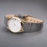 Accurist Everyday Ladies Watch | Gold Case & Grey Leather Strap With White Dial | 30Mm | 74000