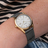 Accurist Everyday Ladies Watch | Gold Case & Grey Leather Strap With White Dial | 30Mm | 74000