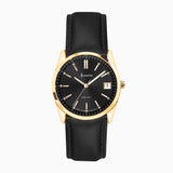 Accurist Everyday Ladies Watch | Gold Case & Black Leather Strap With Black Dial | 30Mm | 74001