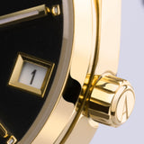 Accurist Everyday Ladies Watch | Gold Case & Black Leather Strap With Black Dial | 30Mm | 74001