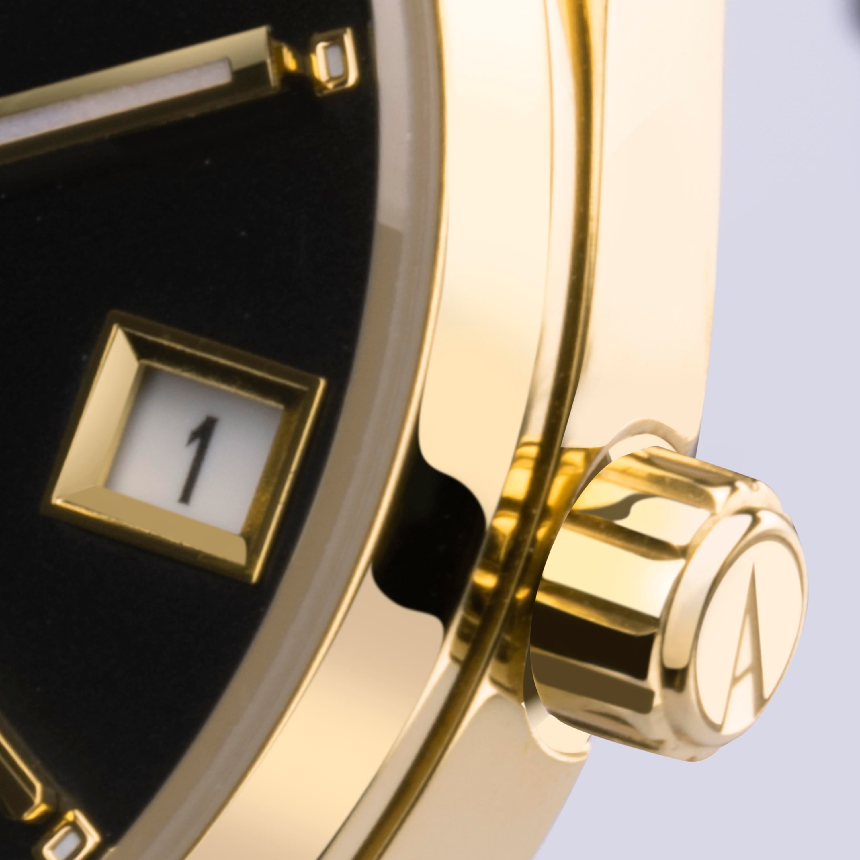 Accurist Everyday Ladies Watch | Gold Case & Black Leather Strap With Black Dial | 30Mm | 74001