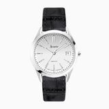 Accurist Everyday Unisex Watch | Silver Case & Black Leather Strap With Silver Dial | 36Mm | 74006