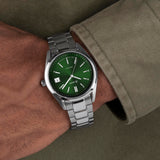 Accurist Everyday Unisex Watch | Silver Case & Stainless Steel Bracelet With Forest Green Dial | 36Mm | 74007