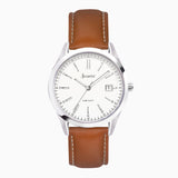 Accurist Everyday Men'S Watch | Silver Case & Brown Leather Strap With White Dial | 40Mm | 74011
