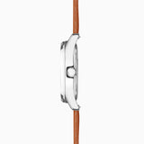 Accurist Everyday Men'S Watch | Silver Case & Brown Leather Strap With White Dial | 40Mm | 74011