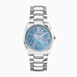Accurist Everyday Solar Ladies Watch | Silver Stainless Steel Case & Bracelet With Blue Mother-Of-Pearl Dial | 30Mm | 74016