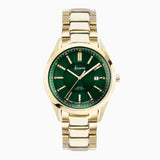 Accurist Everyday Solar Men'S Watch | Gold Stainless Steel Case & Bracelet With Green Dial | 40Mm | 74018