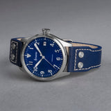 Accurist Aviation Men'S Watch | Silver Case & Blue Leather Strap With Windsor Blue Dial | 41Mm | 76001