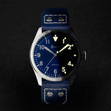 Accurist Aviation Men'S Watch | Silver Case & Blue Leather Strap With Windsor Blue Dial | 41Mm | 76001