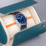 Accurist Aviation Men'S Watch | Silver Case & Blue Leather Strap With Windsor Blue Dial | 41Mm | 76001