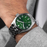 Accurist Aviation Men'S Watch | Silver Case & Stainless Steel Bracelet With Forest Green Dial | 41Mm | 76002