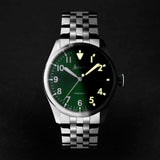 Accurist Aviation Men'S Watch | Silver Case & Stainless Steel Bracelet With Forest Green Dial | 41Mm | 76002