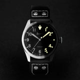 Accurist Aviation Men'S Watch | Silver Case & Black Leather Strap With Black Dial | 41Mm | 76004
