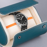 Accurist Aviation Men'S Watch | Silver Case & Black Leather Strap With Black Dial | 41Mm | 76004