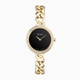 Accurist Jewellery Ladies Watch | Gold Case & Stainless Steel Bracelet With Black Onyx Dial | 28Mm | 78006