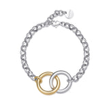 Bracelet, 14K Gold Pvd Coating  With Pendant In The Shape Of Intertwined Circles.|Bau11