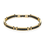 Semi-Stiff Bracelet, Polished 14K Gold Pvd Coating And Satin Black Color Pvd Coating.|Bbc12