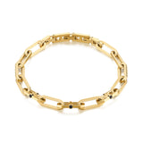 Chain Bracelet 316L With Polished And Satin Steel 14K Gold Pvd Coating And Jet Color Crystals.|Bbu13