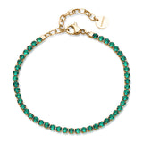 Tennis Bracelet, 14K Gold Pvd Coating With Emerald Color Cubic Zirconia.|Bei102