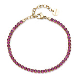 Tennis Bracelet, 14K Gold Pvd Coating With Ruby Color Cubic Zirconia.|Bei106