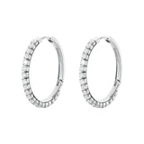Medium Hoop Earrings And Clear Cubic Zirconia.|Beie014