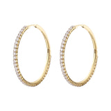 Big Hoop Earrings, 14K Gold Pvd Coating With Clear Cubic Zirconia.|Beie017