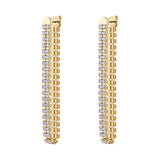 Pendant Earrings, 14K Gold Pvd Coating And Clear Cubic Zirconia.|Beie030