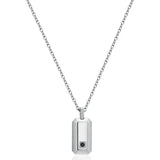 Choker Necklace With Tag-Shaped Pendant And Black Crystal.|Bgf01