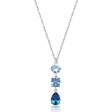 Necklace With Light Sapphire Color Round, Cushion, And Pear Cubic Zirconia Pendant. | Big02