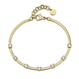 Snake Chain Bracelet In 14K Gold Pvd Coating With Clear Cubic Zirconia. | Big15