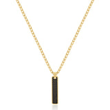 Long Chain Necklace And 14K Gold Pvd Coating With Pendant And Black Cubic Zirconia. | Bik112