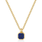 Chain Necklace And 14K Gold Pvd Coating With Pendant And Lapis Lazuli Pendant.|Bik127