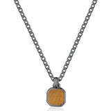 Chain Necklace And Ruthenium Color Pvd Coating With Pendant And Yellow Tiger'S Eye .|Bik128