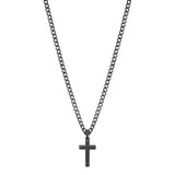 Necklace And Ruthenium Color Pvd Coating With Cross Shaped Pendant. | Bik20