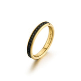 Ring And 14K Gold Pvd Coating With Black Cubic Zirconia. | Bik38E