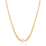 Ball Chain Necklace With 14K Gold Pvd Coating And A Shell Pearl.|Bpc04