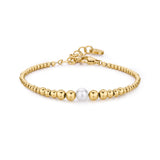 Ball Chain Bracelet With 14K Gold Pvd Coating And A Shell Pearl.|Bpc14