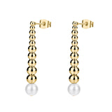 Ball Earrings With 14K Gold Pvd Coating And A Shell Pearl.|Bpc27