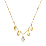 Choker Necklace, 14K Gold Pvd Coating With Drop-Shaped Pendants And Clear Crystal. | Bpc39