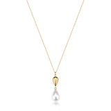 Choker Necklace With 14K Gold Pvd Coating, Featuring A Shell Pearl And A Drop Pendant. | Bpc69