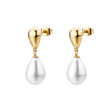 Dangling Earrings With 14K Gold Pvd Coating, Featuring Shell Pearls. | Bpc75