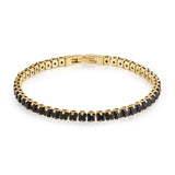 Bracelet And 14K Gold Pvd Coating With Black Cubic Zirconia.|Bvd23