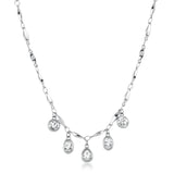 Necklace With Drop, Oval And Round-Shaped Crystals. | Bym201