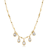 Necklace And 14K Gold Pvd Coating With Drop, Oval And Round-Shaped Crystals. | Bym202
